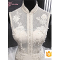 Alibaba Suzhou Factory Price Mermaid Wedding Dress High Neck Lace With Long Train